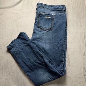 Rock 47 Denim Women Jeans Embellished Pockets Bootcut Blue Size 35x34 WHX24SG